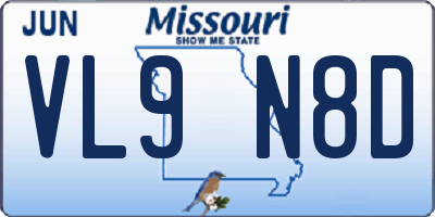 MO license plate VL9N8D