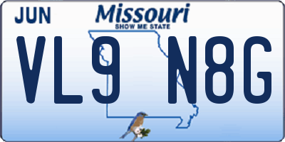 MO license plate VL9N8G