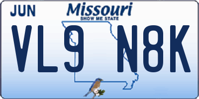 MO license plate VL9N8K
