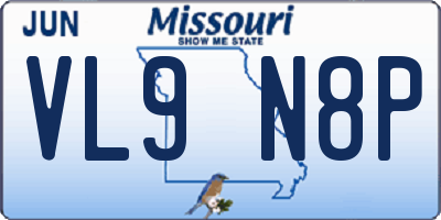 MO license plate VL9N8P