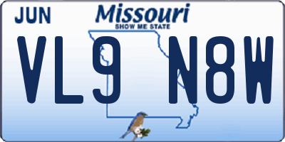 MO license plate VL9N8W