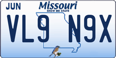MO license plate VL9N9X
