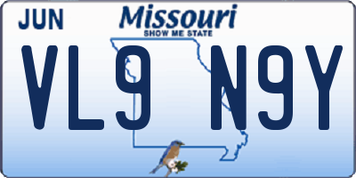 MO license plate VL9N9Y