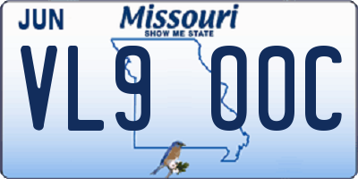 MO license plate VL9O0C