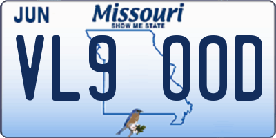 MO license plate VL9O0D