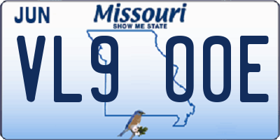 MO license plate VL9O0E