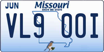 MO license plate VL9O0I