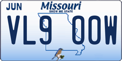 MO license plate VL9O0W