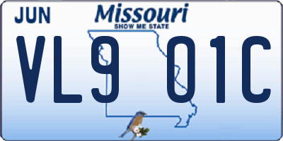 MO license plate VL9O1C