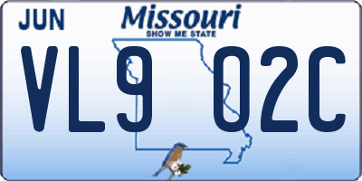 MO license plate VL9O2C