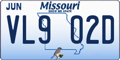 MO license plate VL9O2D