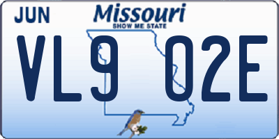 MO license plate VL9O2E