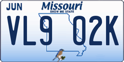 MO license plate VL9O2K