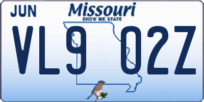 MO license plate VL9O2Z