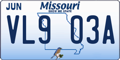 MO license plate VL9O3A