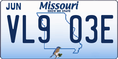 MO license plate VL9O3E