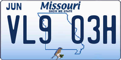 MO license plate VL9O3H