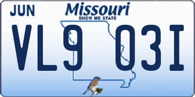 MO license plate VL9O3I