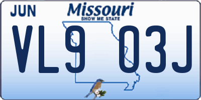 MO license plate VL9O3J