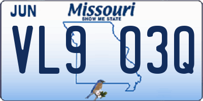 MO license plate VL9O3Q
