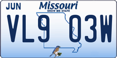 MO license plate VL9O3W