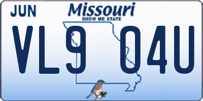 MO license plate VL9O4U