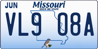MO license plate VL9O8A