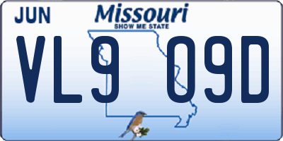 MO license plate VL9O9D