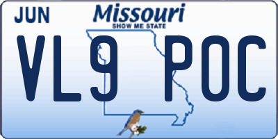 MO license plate VL9P0C