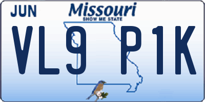 MO license plate VL9P1K