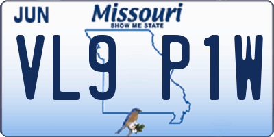 MO license plate VL9P1W