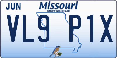 MO license plate VL9P1X
