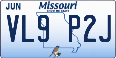 MO license plate VL9P2J