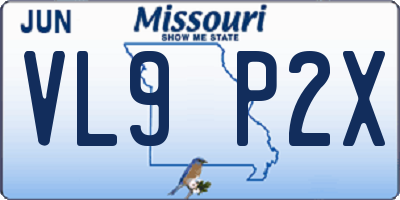 MO license plate VL9P2X