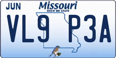 MO license plate VL9P3A