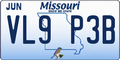 MO license plate VL9P3B