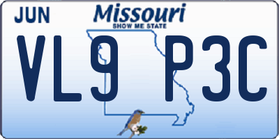MO license plate VL9P3C