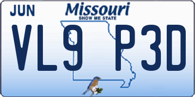 MO license plate VL9P3D
