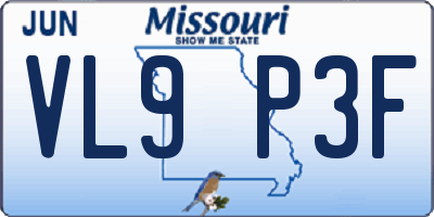 MO license plate VL9P3F