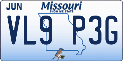 MO license plate VL9P3G