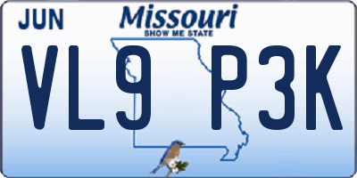 MO license plate VL9P3K