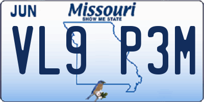 MO license plate VL9P3M