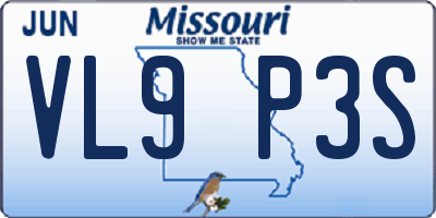 MO license plate VL9P3S