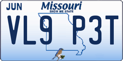 MO license plate VL9P3T