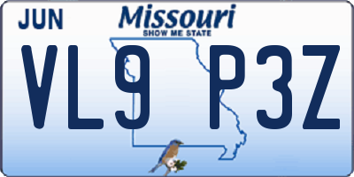 MO license plate VL9P3Z