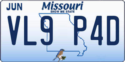 MO license plate VL9P4D