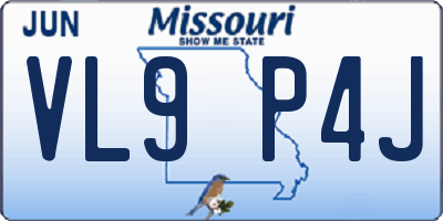 MO license plate VL9P4J