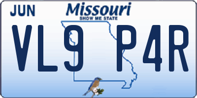 MO license plate VL9P4R