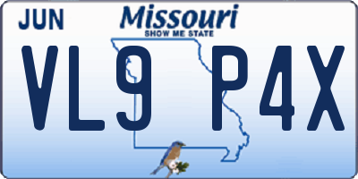 MO license plate VL9P4X