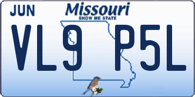 MO license plate VL9P5L